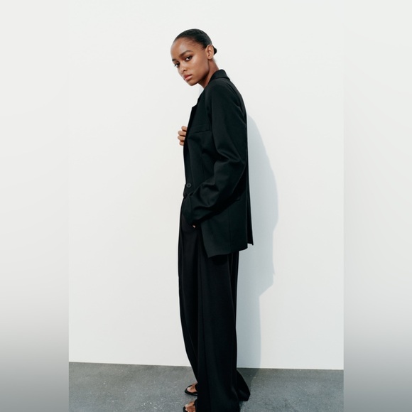 Zara oversize blazer mom boyfriend casual black suit jacket - Picture 6 of 12